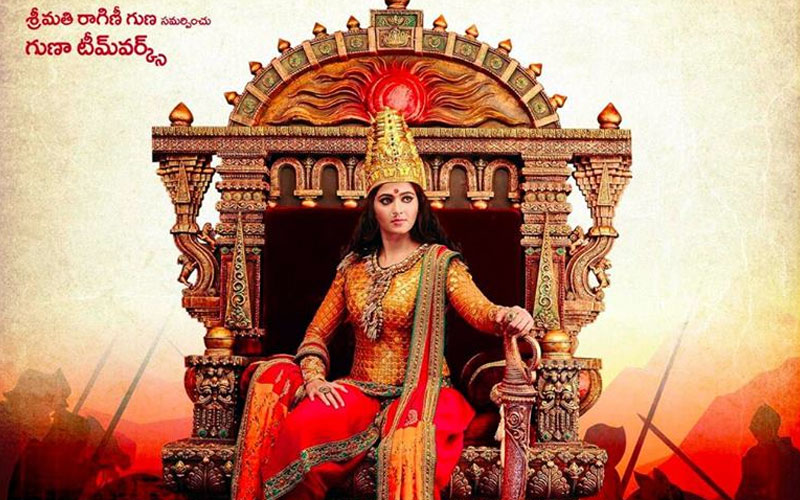 Rudhramadevi sitting on her throne.