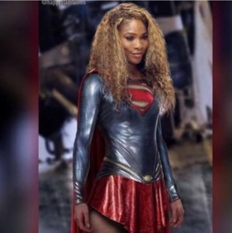 Picture of Serena Williams dressed as a superhero.